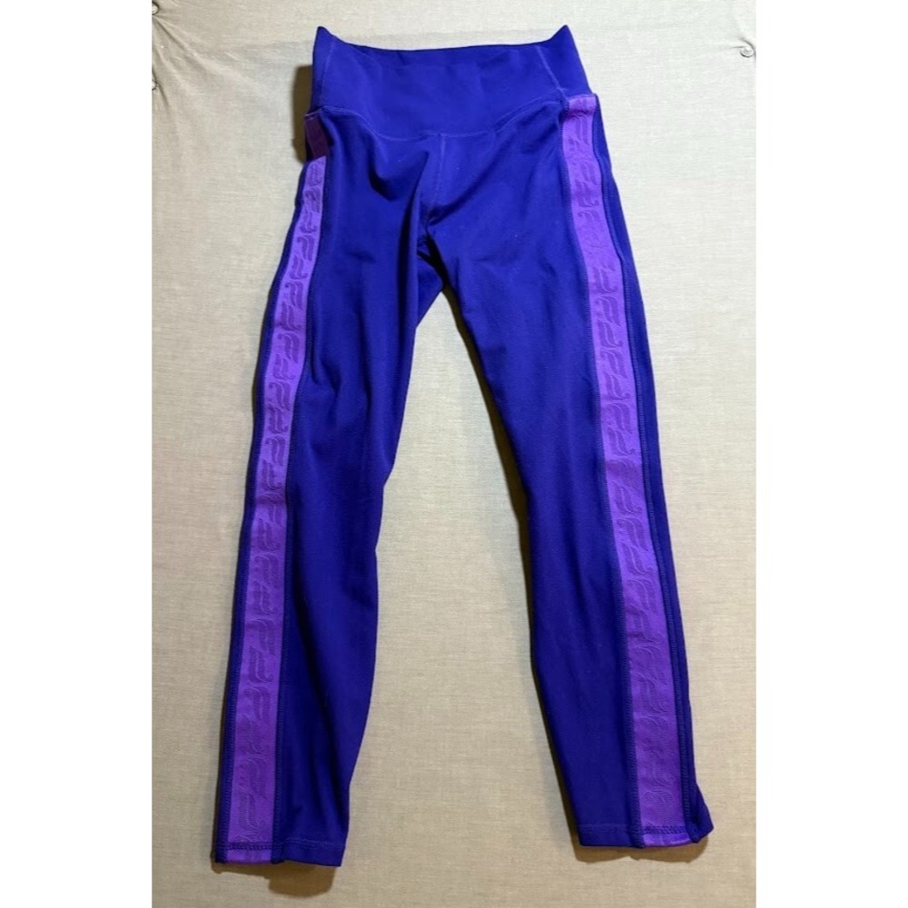 Fabletics Powerhold Pants Womens Small Purple Logo‎ Pull On Leggings Ladies.